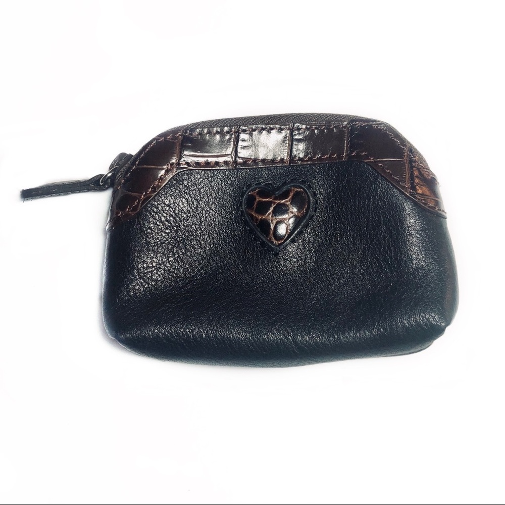 Brighton Leather Coin Change Purse Black & Brown
